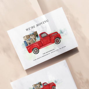 Budget Wir bewegen Vintagen Red Truck neue Adresse Mitteilungskarte