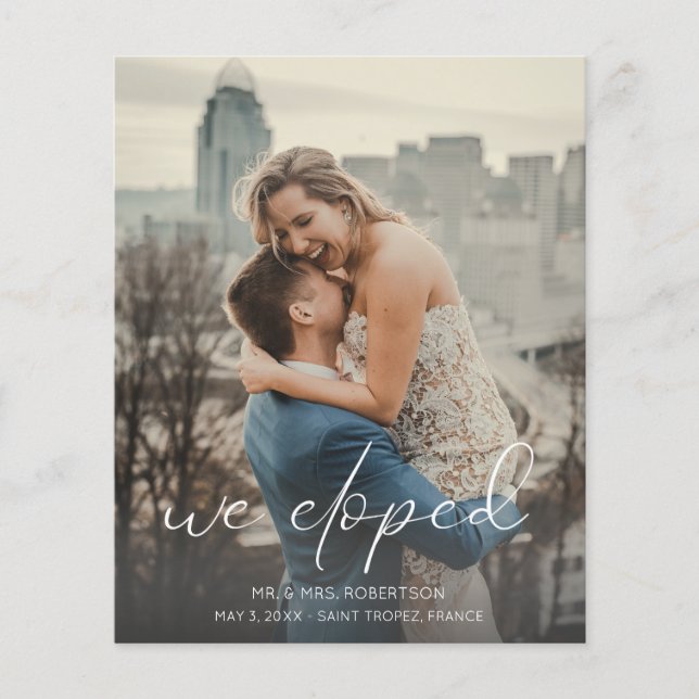 Budget Wir haben Foto Calli Hochzeit Ankündigung Flyer (Vorne)