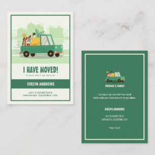 Budget Wir haben grünes Auto auf der Straße bewegt Mitteilungskarte