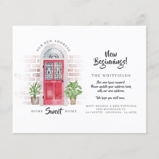 Budget Wir haben neue Adresse Red Watercolor Door  (Vorderseite)