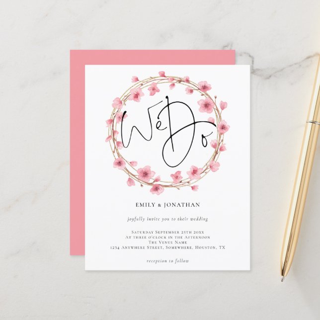 Budget Wir machen Blumenrahmen Einladung (Vorderseite/Rückseite Beispiel)