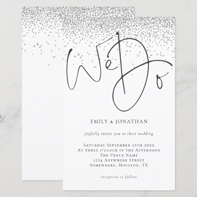 Budget Wir schreiben Silver Glitzer Hochzeit Einla (Vorne/Hinten)