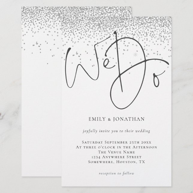 Budget Wir schreiben Silver Glitzer Hochzeit Einla (Vorne/Hinten)