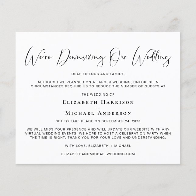 Budget Wir verkleinern unsere Hochzeitsankündigung (Vorderseite)