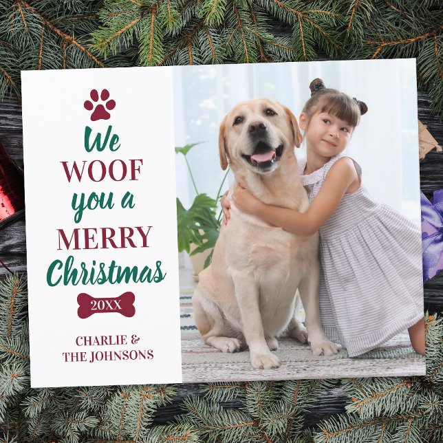 Budget Wir woof Sie frohe Weihnachts Pet Foto Card (Von Creator hochgeladen)