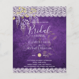 BUDGET Wisteria Floral Lace BRAUTPARTY INVITE Flyer