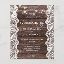 Budget Wood Lace String Lights Wedding Flyer