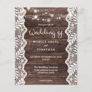 Budget Wood Lace String Lights Wedding Flyer