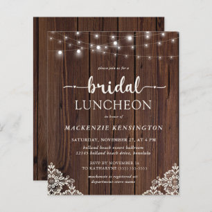 Budget Wood Lights Bridal Dusche Einladung