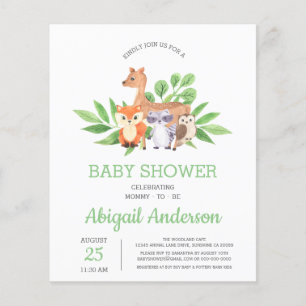 BUDGET Woodland Animal Baby Shower Einladung Flyer