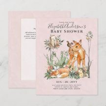 BUDGET Woodland Animals Baby Boy Girl Shower INVs