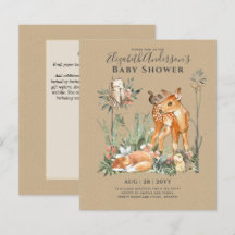 BUDGET Woodland Animals Baby Boy Girl Shower INVs