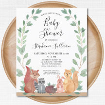 Budget Woodland Animals Kinderdusche Einladung