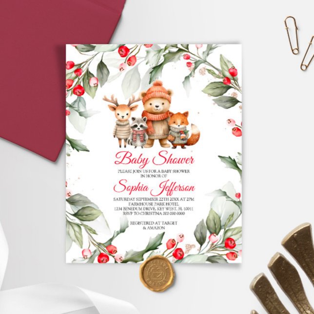 Budget Woodland Animals Kinderdusche Einladung (Von Creator hochgeladen)