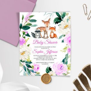 Budget Woodland Animals Kinderdusche Einladung