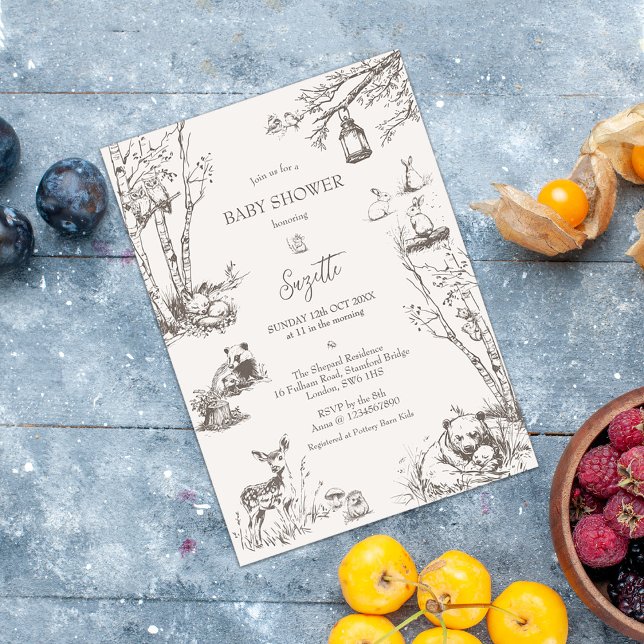 Budget Woodland Animals Kinderdusche Postkarte (Von Creator hochgeladen)