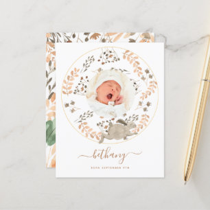 Budget Woodland Baby Foto Geburtsankündigung