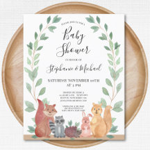 Budget Woodland Couples Kinderdusche Einladung