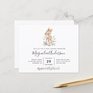 Budget Woodland Deer Baby Shower Einladung