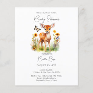 Budget Woodland Deer Baby Shower Einladung