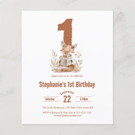 Budget Woodland Fox Lesen eines Buches 1. Geburtst