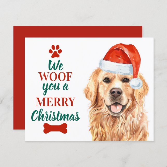 Budget Woof Frohe Weihnachten Hund Golden Retrieve (Vorne/Hinten)