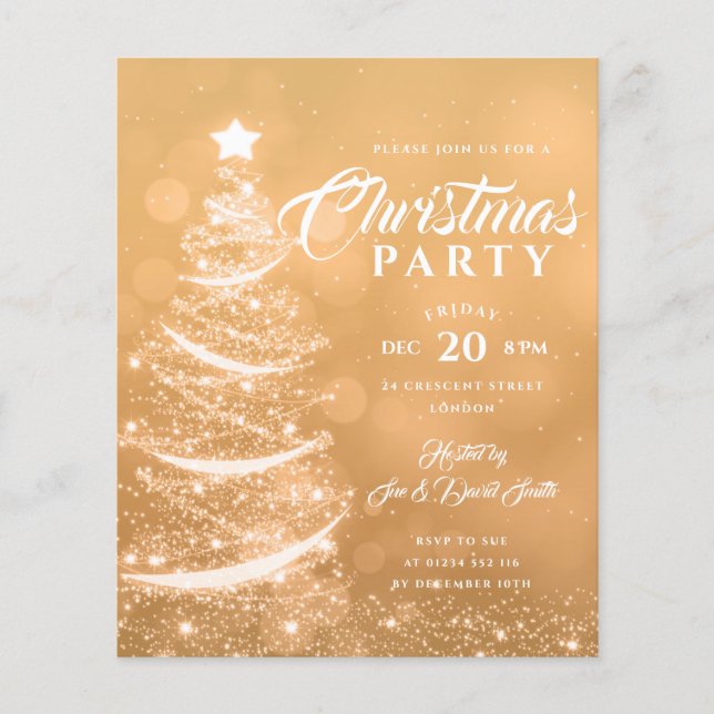 Budget Xmas Party Sparkle Goldene Feiertage Einlad Flyer (Vorne)