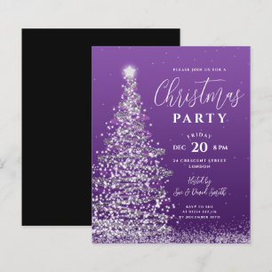 Budget Xmas Tree Silver Lila Holiday Einladung