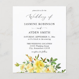 Budget Yellow Floral Wedding Flyer