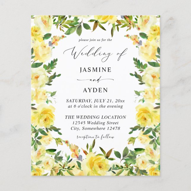 Budget Yellow Floral Wedding V2 Flyer (Vorne)