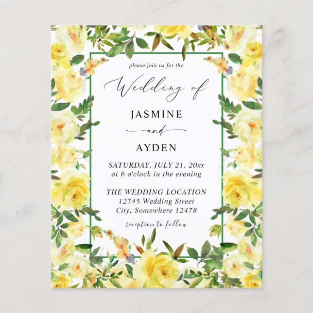 Budget Yellow Floral Wedding V3 Flyer (Vorne)