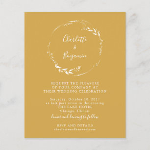 Budget Yellow Floral Wreath Script Einladung