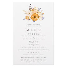 Budget Yellow Florals Foliage Wedage Menu