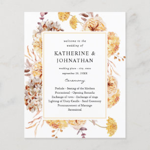 Budget Yellow Golden Floral Wedding Zeremonie Flyer