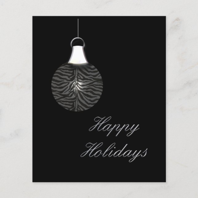 Budget Zebra Stripes Ornament Black Holiday Card (Vorderseite)
