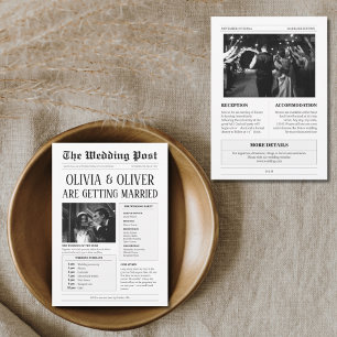 Budget, Zeitleiste, lustige Zeitungshochzeit Einladung