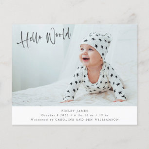 Budget Zwei Foto Hello World Geburtsankündigung
