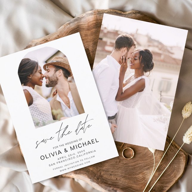 Budget Zwei Fotos Einfaches Save the Date Bild Flyer (Von Creator hochgeladen)