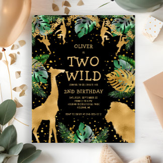 Budget Zwei Wild Gold Black 2. Geburtstag Einladun