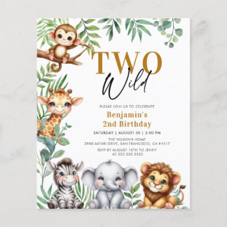 Budget Zwei wilde Safari Tiere 2. Geburtstag Einla
