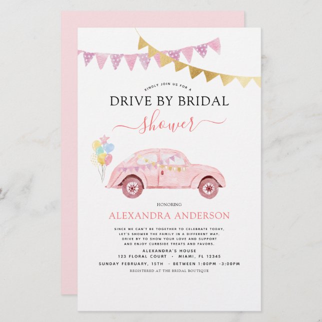 Budgetäre Fahrt nach Brautparty Rosa Goldfolie (Vorne/Hinten)