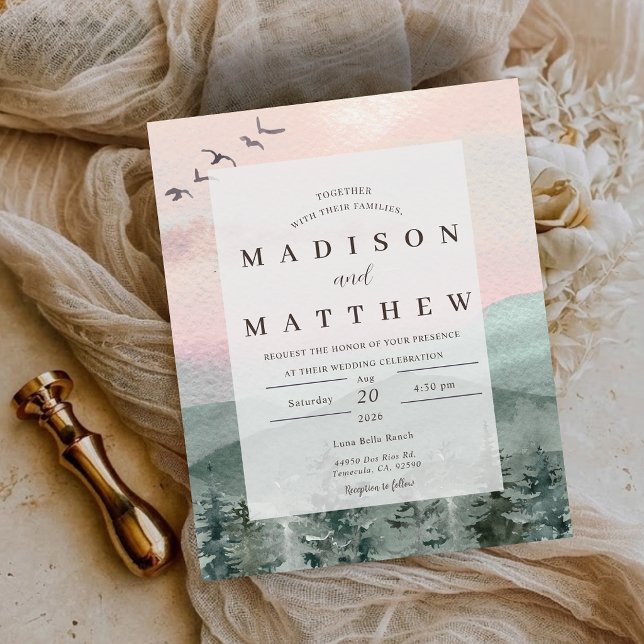 Budgetäre Tannenwald-Rustikale-Hochzeitseinladung (Budget Pine Tree Forest Rustic Wedding Invitation)