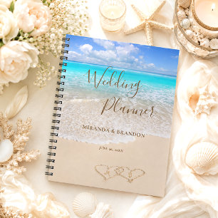 Budgetfreundlicher blauer Ozean-Strand-Hochzeitspl Notizblock
