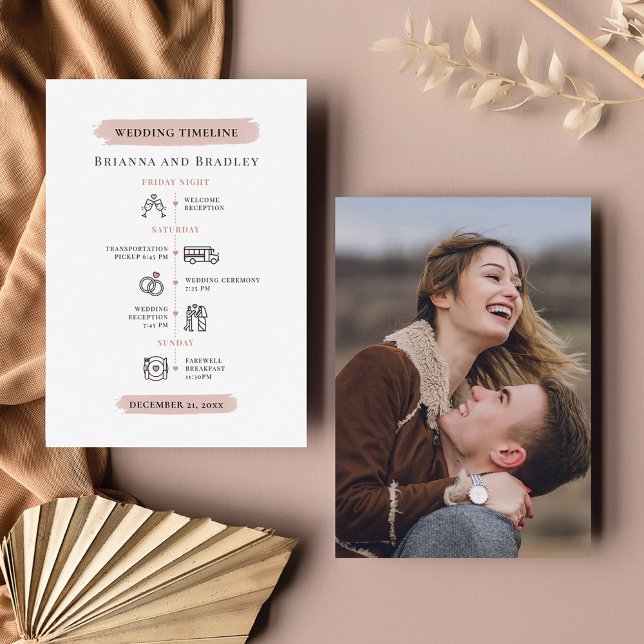 Budgethilfeprogramm mit Foto (Modern Wedding Itinerary Photo Program Card)