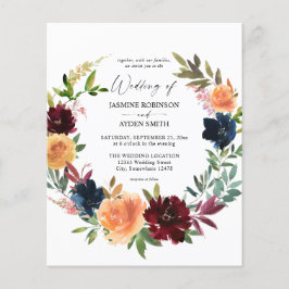 Budgetholz, Burgund & Navy Fall Floral Wedding Flyer