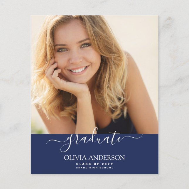 Budgetklasse des Abschlusses Navy Blue Foto 2023 Flyer (Vorne)