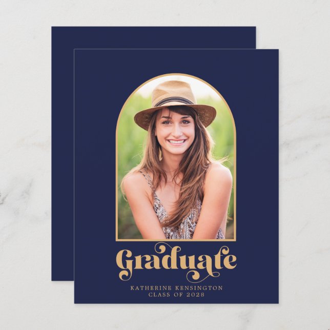 Budgetnavy Blue Gold Arch Foto Graduation Party (Vorne/Hinten)