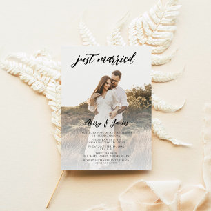 Budgetscript Just Married Foto Hochzeitsfeier Flyer
