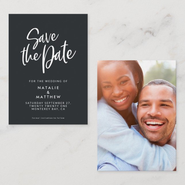 Budgetskript Save the Date Hochzeit von Fotos Mitteilungskarte (Vorne/Hinten)