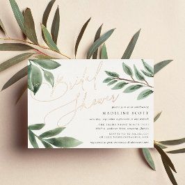 Budgetzweig | Elegantes botanisches Brautparty Folieneinladung
